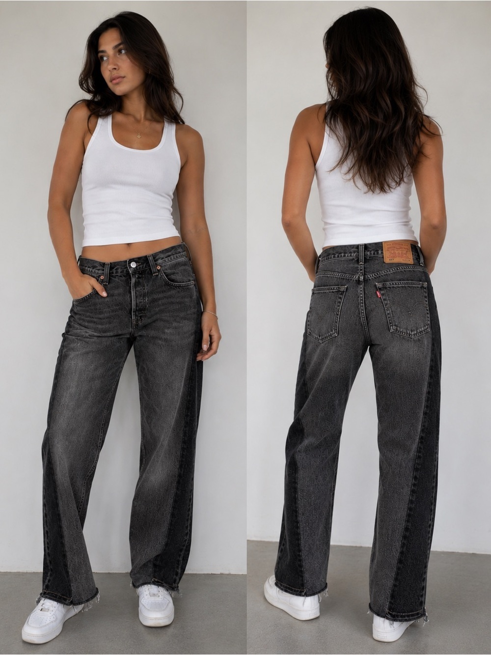 Levi's Women's Washed Black Wide-Leg Jeans